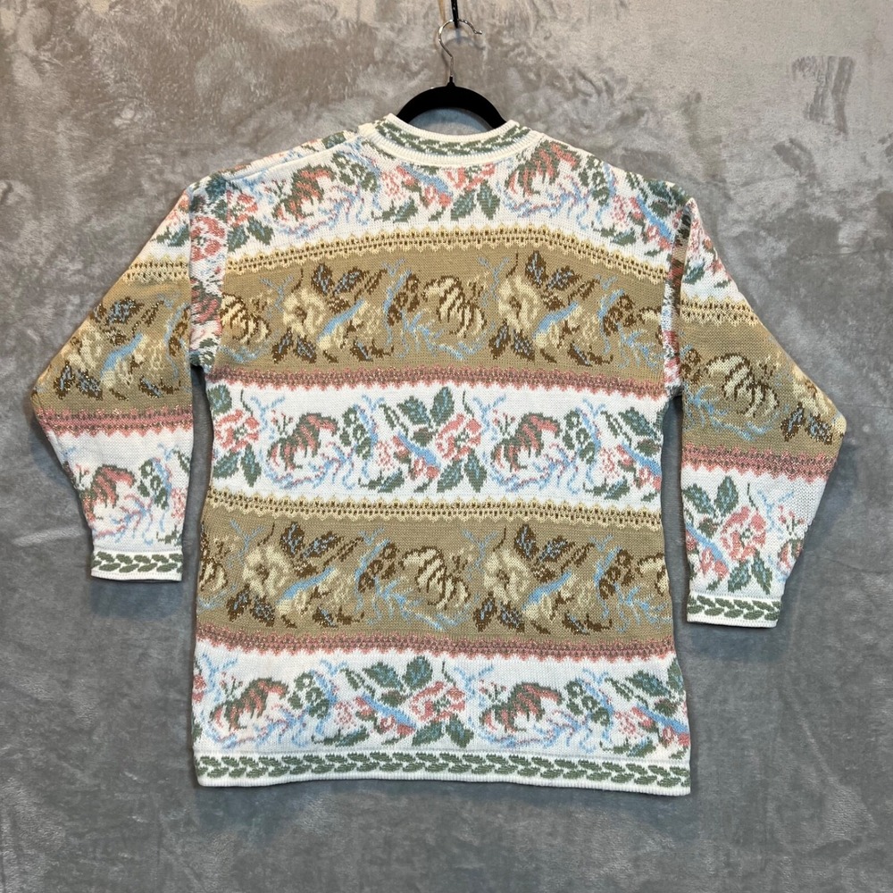 Vintage‎ Women's Ornate Cottage Core Floral Shabby Chic Feminine Sweater Medium - Picture 10 of 11